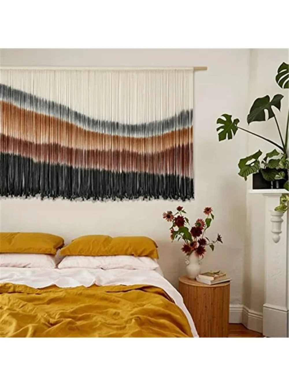 Flber Macrame Wall Hanging Macrame Wall Decor Large-Scale Tie-Dye Tapestry